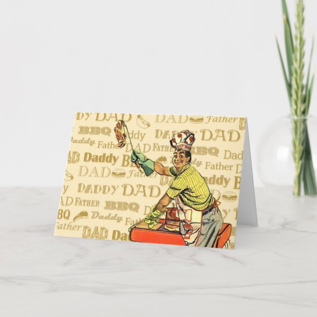 Retro BBQ Pappa Kort (Framsida)