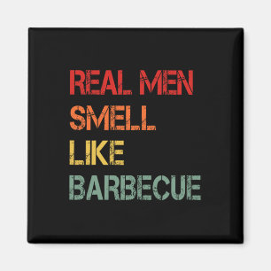 Retro BBQ Riktiga Män Luktar Byrbecue Rök Roligt Magnet