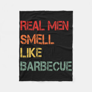 Retro BBQ Riktiga Män Luktar Som Grillrök Roligt Fleecefilt