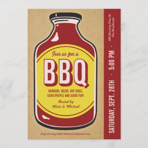 Retro BBQ Sauce Party-inbjudningar Inbjudningar