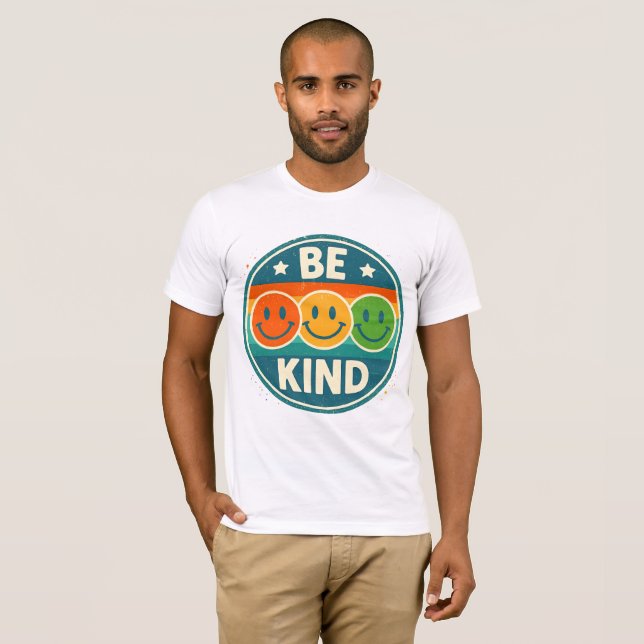 Retro Be Kind Smiley face T-Shirt (Hel framsida)