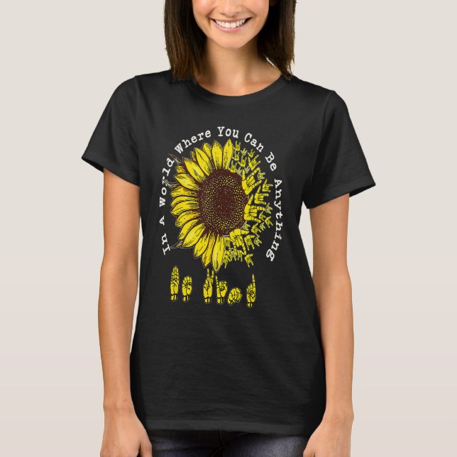 Retro Be Kind Sunflower Peace Hand Sign Mental Hea T Shirt (Framsida)