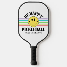 Retro be Lycklig Ansikte Pickleball Rainbow