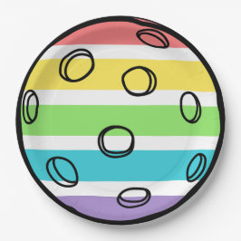 Retro be Lycklig Ansikte Pickleball Rainbow Birthd