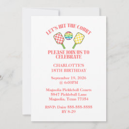 Retro be Lycklig Ansikte Pickleball Rainbow Birthd Inbjudningar