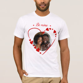 Retro Be Mine Script & Sketch Heart Foto T Shirt