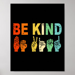 Retro Be om vänlighet och signera ASL Autism Aware Poster