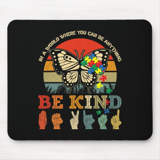 Retro be typ Puzzle Butterfly ASL Lärare Autism Musmatta (Framsidan)