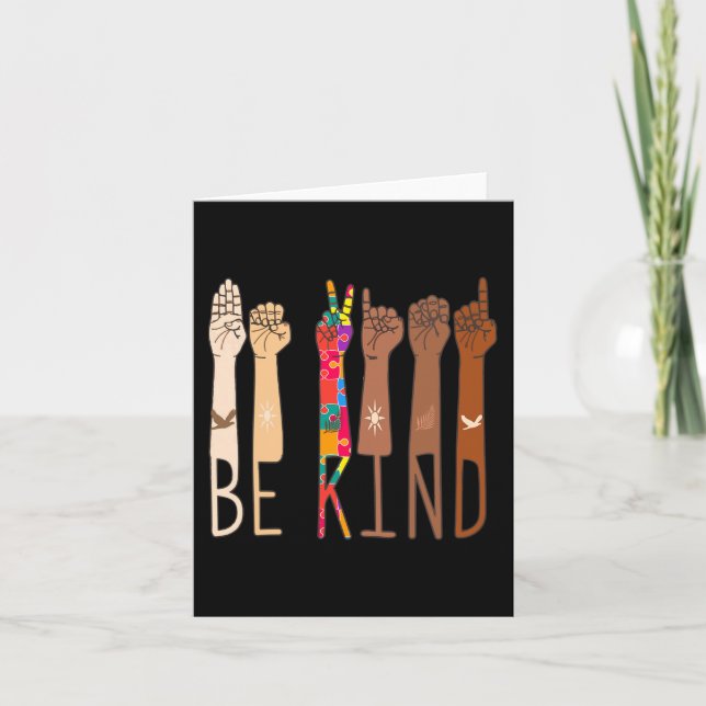 Retro be vänligt om handsignering Språk ASL Puzzle Kort (Framsida)