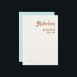 Retro Beach | Adapter för Aqua Bröllop Rådkort<br><div class="desc">Den här återstranden | Rådgivningskort för aqua bröllop är perfekt för din enkla vintage, färgstarka tropiska boho sommar bröllop. Dess unika bohemiska medelårstidssymbol ge är en klassisk minimalistisk hippie-vibe. Anta att du är tittar för en design som har en skarp, rustik kustnära färg för ditt kreativ 70:s destinationsbadbröllop. I fodral...</div>