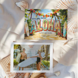 Retro Beach | Aloha Tropiskt Bröllop Spara Datumet