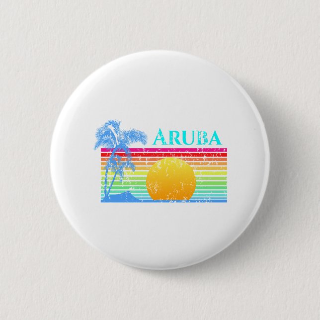 Retro Beach Aruba Sunset Knapp (Framsida)