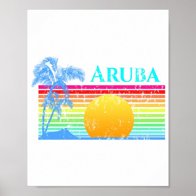 Retro Beach Aruba Sunset Poster (Framsidan)
