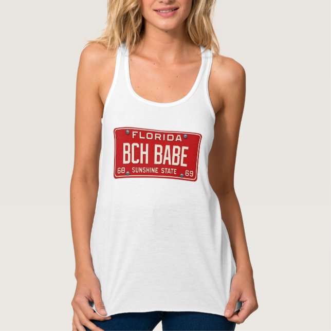 Retro Beach Babe 1969 | FL Registreringsskylt Graf Linne Med Racerback (Framsida)