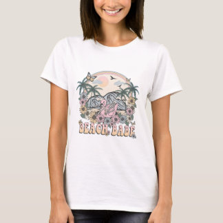 Retro Beach Babe Skelett Flamingo Fred T Shirt
