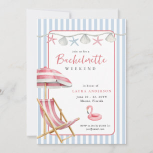 Retro Beach Bachelorette-helg Itinerary Inbjudningar