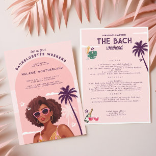 Retro Beach Bachelorette Helg Itinerary Inbjudningar