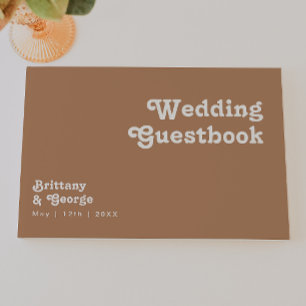 Retro Beach brun Bröllop Guestbook Gästböcker