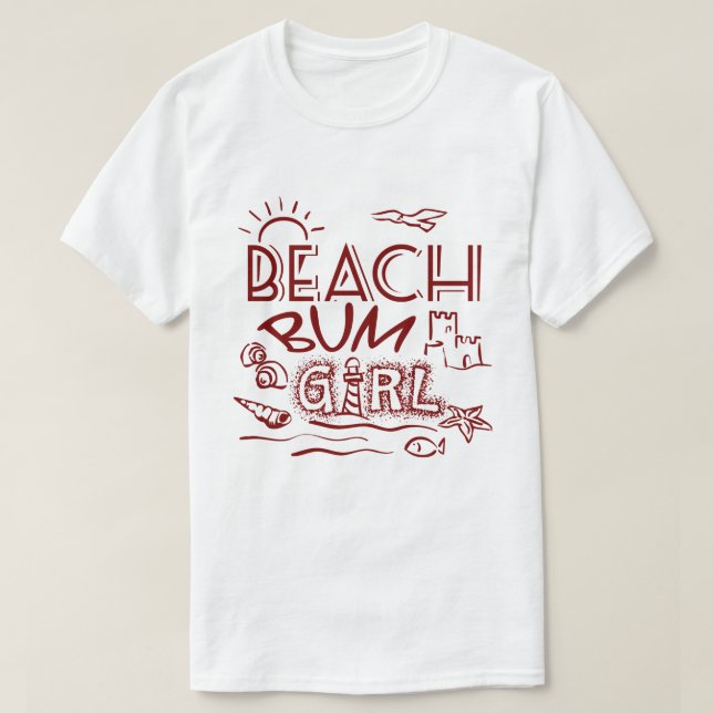 Retro Beach Bum Girl T shirt (Design framsida)