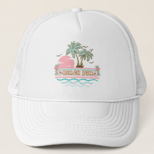 Retro Beach Bum Tropical Theme Handflatan Träd Keps