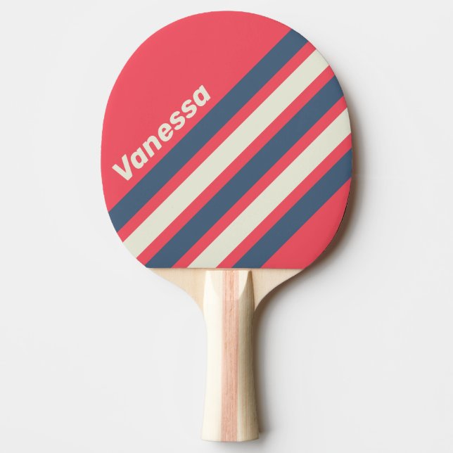 Retro Beach Club Angled Striping with Name Pingisracket (Framsidan)
