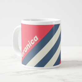 Retro Beach Club Ränder med namn Jumbo Mugg