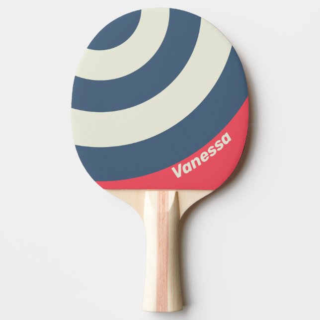 Retro Beach Club Randig Cirkel med Namn Pingisracket (Framsidan)