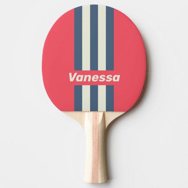 Retro Beach Club Randig med namn Pingisracket (Framsidan)