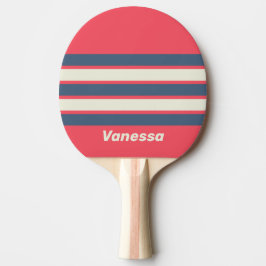 Retro Beach Club tvärs över randigt med namn Pingisracket