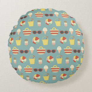 Retro Beach-dagar och Polka dots Rund Kudde