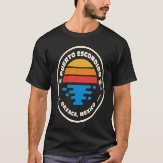 Retro Beach Emblem Puerto Escondido Oaxaca Mexiko T Shirt