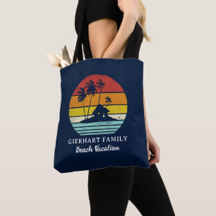 Retro Beach Familj Semester Strand Script Tygkasse