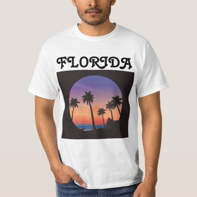 RETRO BEACH FLORIDA HANDFLATAN TRÄD T-Shirts (Framsida)
