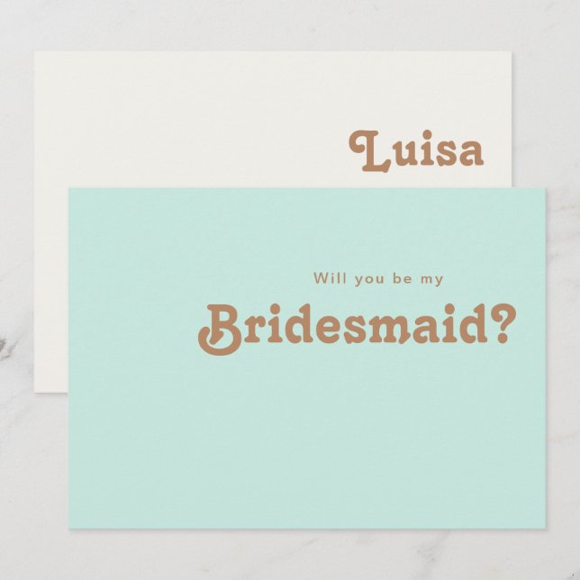 Retro Beach | Frieri-kort för Aqua Bridesmaid Inbjudningar (Fram/baksida)