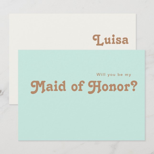 Retro Beach | Frieri kort för Aqua Maid of honor (Fram/baksida)
