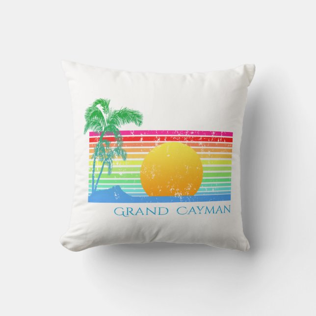 Retro Beach Grand Cayman Kudde (Framsida)