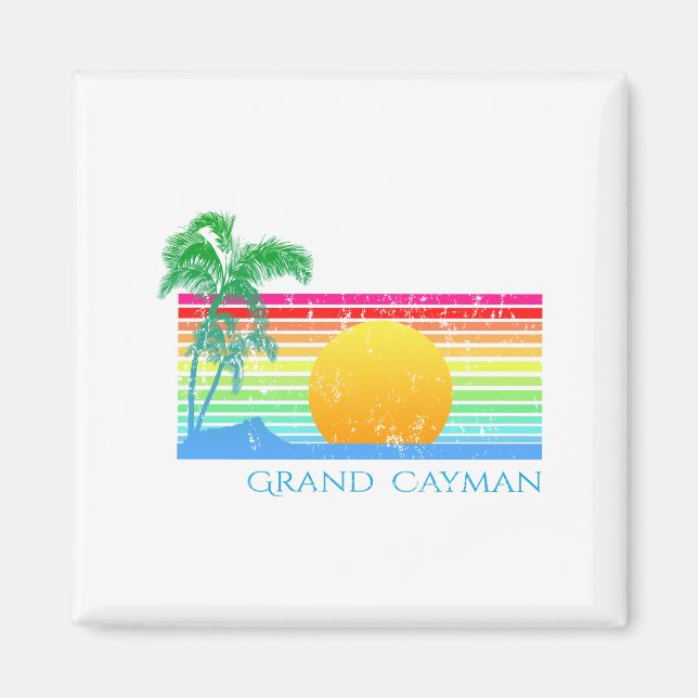 Retro Beach Grand Cayman Magnet (Framsidan)