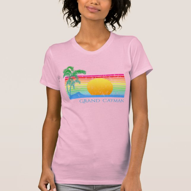 Retro Beach Grand Cayman T Shirt (Framsida)