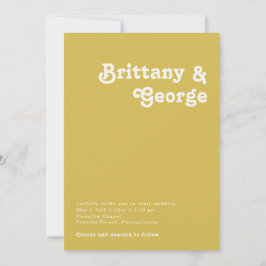 Retro Beach | Guld alla i en bröllopsinbjudan Inbjudningar