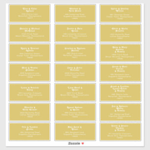 Retro Beach   Guld Bröllop Guest Adress Sticker Klistermärken