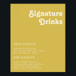 Retro Beach | Guld Namnteckning Drinks-tecken Poster<br><div class="desc">Den här återstranden | Tecknet för namnteckning drycker i guld är perfekt för din enkla vintage, färgstarka tropiska boho sommar bröllop. Dess unika bohemiska medelårstidssymbol ge är en klassisk minimalistisk hippie-vibe. Anta att du är tittar för en design som har en skarp, rustik kustnära färg för ditt kreativ 70:s destinationsbadbröllop....</div>