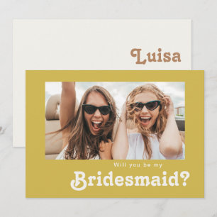 Retro Beach   Guld Photo Bridesmaid Frieri kort