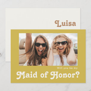 Retro Beach Guld Photo Maid of honor Frieri kort