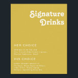Retro Beach | Guld Signature Drinks Skylt<br><div class="desc">Denna retro strand | guld signatur dryckes skylt är perfekt för ditt enkla vintage, färgglada tropiska boho sommar bröllop. Dess unika bohemiska mid-century teckensnitt ger denna design en klassisk minimalistisk groovy hippie-vib. Anta att du letar efter en design som har ljusa, rustika kustfärger för ditt kreativa 70-tals destination strand bröllop....</div>