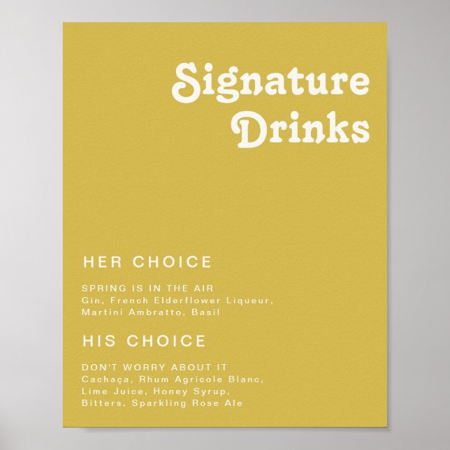 Retro Beach | Guld Signature Drinks Skylt (Framsidan)