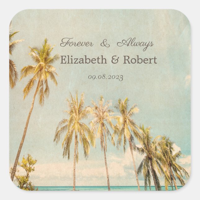 Retro Beach Handflatan Fyrkantigt Klistermärke (Framsida)