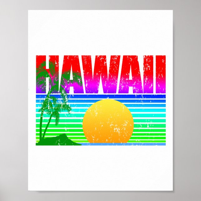 Retro Beach Hawaii Sunset Poster (Framsidan)