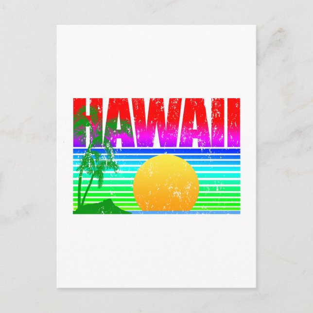 Retro Beach Hawaii Sunset Vykort (Framsida)