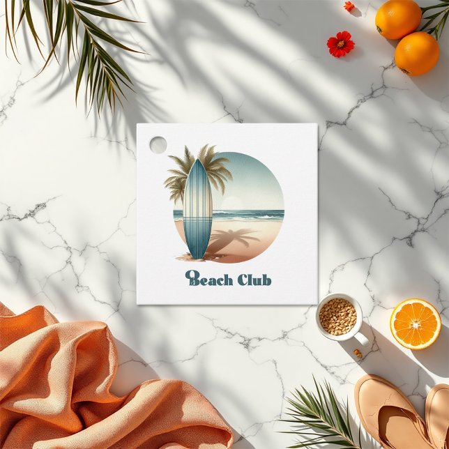 Retro Beach-Klubben Kustnära Surfa födelsedag Gåvor Etiketter (Retro Beach Club Coastal Surf Birthday Favor Tags)