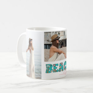 Retro Beach Life Photo Collage Kaffemugg